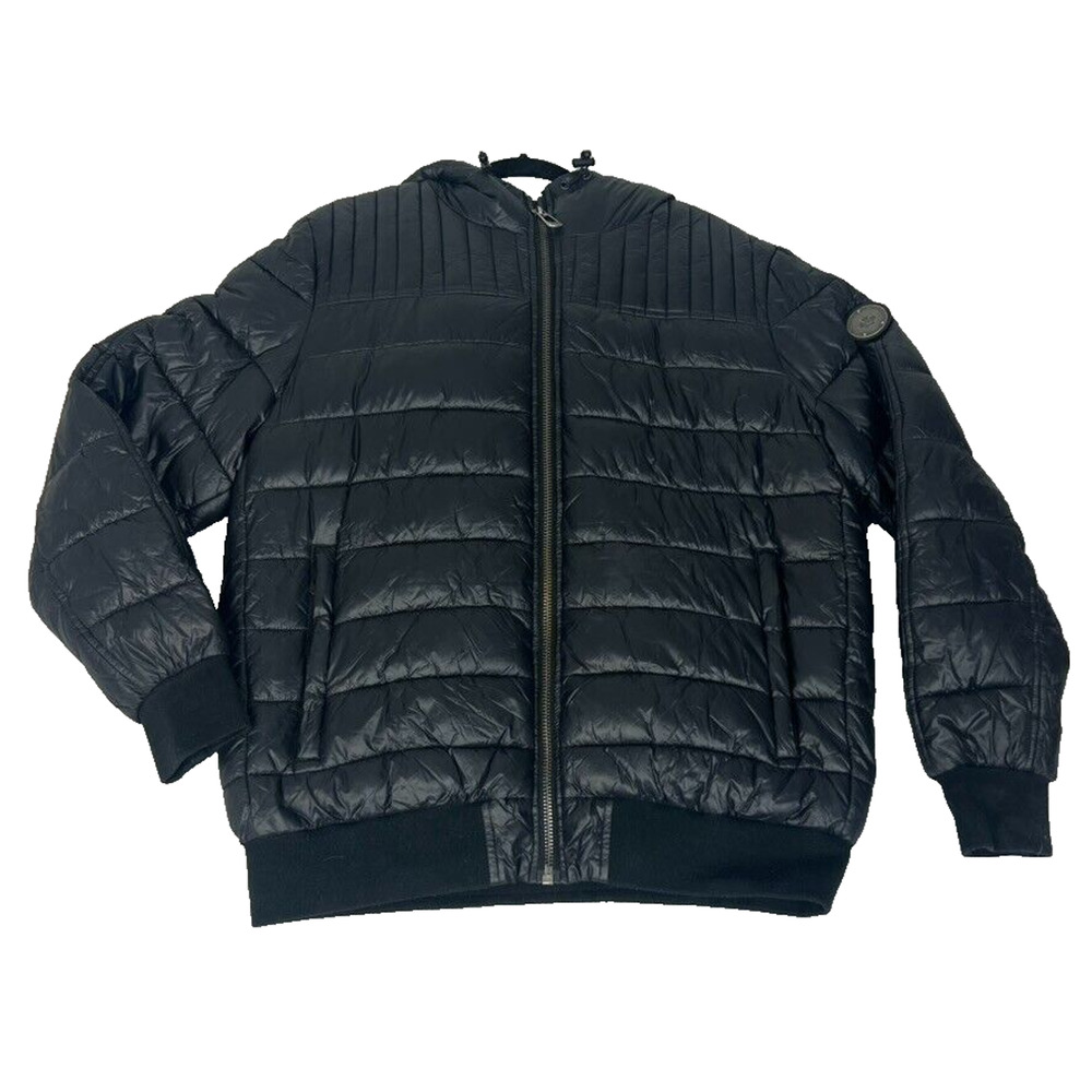 Noize Jacket Mens Large Black Puffer Quilted Bomber Cruelty Free Outwear WInter